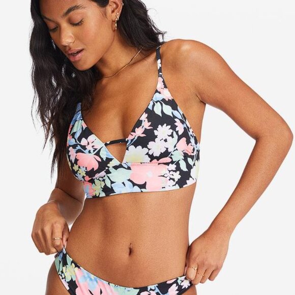 BILLABONG Women's Feeling Tropical RV V Neck Cami Bikini Top Size S In Multi - Picture 1 of 8